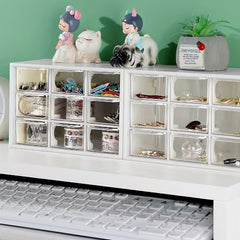 Plastic Desktop Drawer Organizer With 9 Cubes Storage Box Waterproof