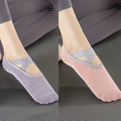 2pcs Non Slip Yoga Socks With Grips Barefoot Workout Fitness Pilates Socks