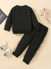 Bear Print Pants & Sweatshirt Set for Baby Toddler Boys/Girls