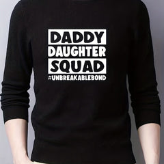 Dad Daughter Print Knit Sweater Warm Crew Neck Pullover for Fall Winter