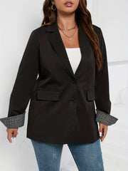 Blazer Women's Plus Solid Lapel Collar Button Blazer