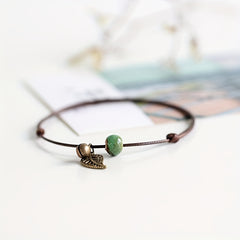Vintage Leaf Pendant Anklet Waterproof Ankle Bracelet for Women