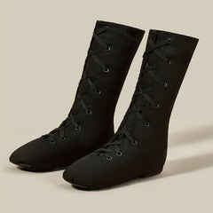 Girl's High Top Lace Up Canvas Dancing Boots Comfy Non Slip Solid Shoes