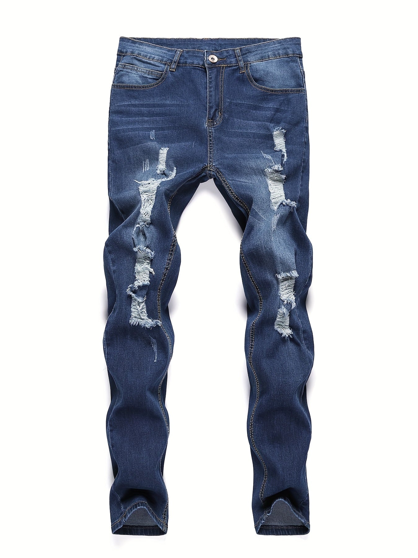 Men's Ripped Distressed Skinny Jeans Stretchy Washed Denim Pants