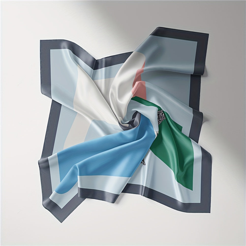 Geometric Horse Print Bandana Silk Square Scarf for Women