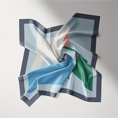 Geometric Horse Print Bandana Silk Square Scarf for Women