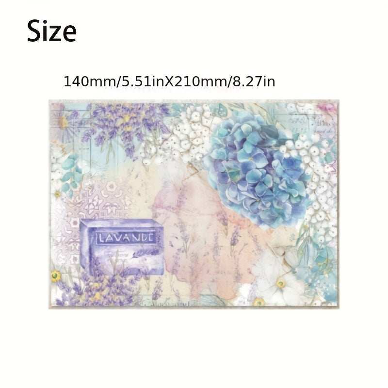 16pcs Lavender Pattern Romantic Summer DIY Paper Craft Supplies For Gift
