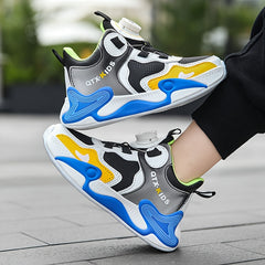 Boy's Block Basketball Shoes Rotating Buckle Non Slip Sneakers