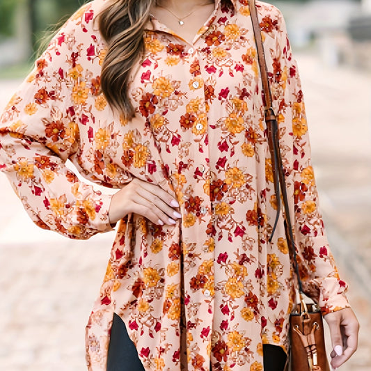 Floral Print Button Up Blouse