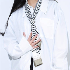 Striped Printed Skinny Scarf Block Long Ribbon Necktie Twilly Scarf