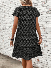 Heart Print Confetti Dress Casual V Neck Short Sleeve