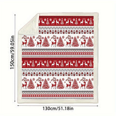 Red Elk Christmas Tree Blanket Bedding Decorative Flannel Blanket