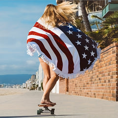 Circular Beach Mat Swimming Pool Towel National Flag Shawl