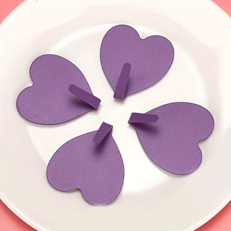 4pcs Heart shaped Sticky Hooks Peach Heart Metal Hooks With Adhesive