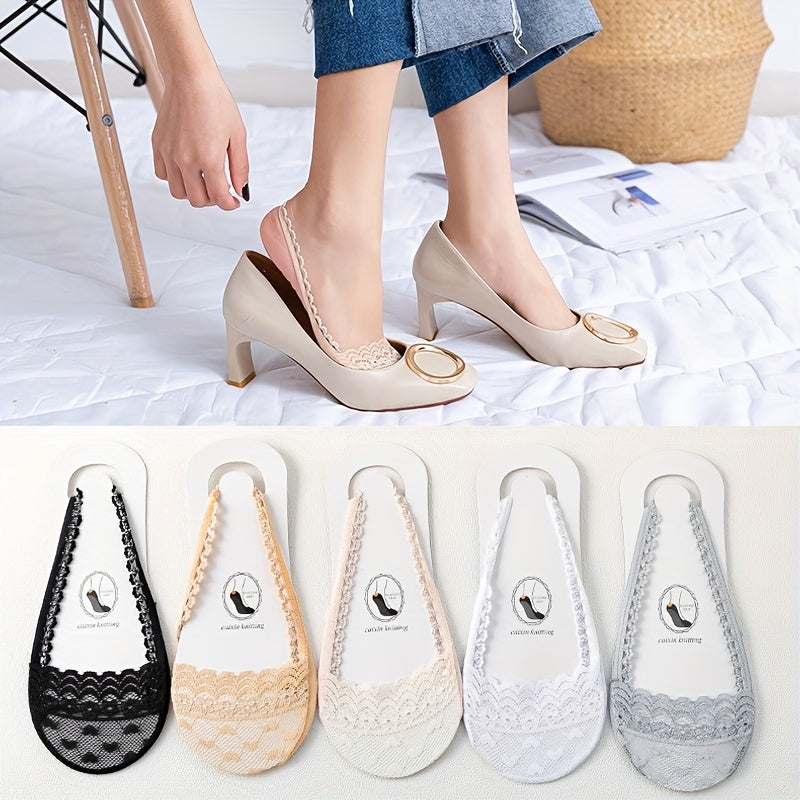 5 Pairs Lace Half Palm Socks Summer Thin Breathable Women's Stockings