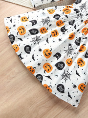 Girls Comfy & Ghost Graphic Long Sleeve Dress Halloween Outfit