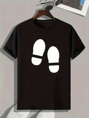 Footprints Pattern Print Men's Comfy Sports T-shirt