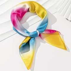 Striped Block Bandana Gradient Silk Square Scarf