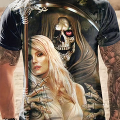 Men's 3D Skeleton & Beauty Graphic T Shirt Short Sleeve Tee