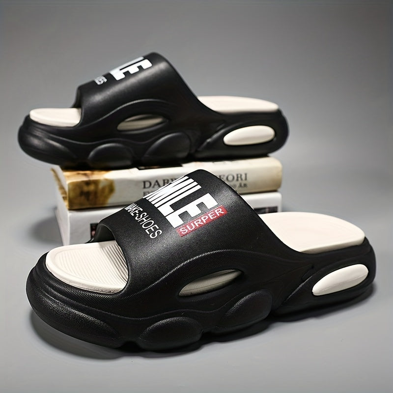 Men's Letter Print Platform Slides for Summer