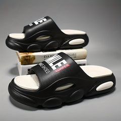 Men's Letter Print Platform Slides for Summer