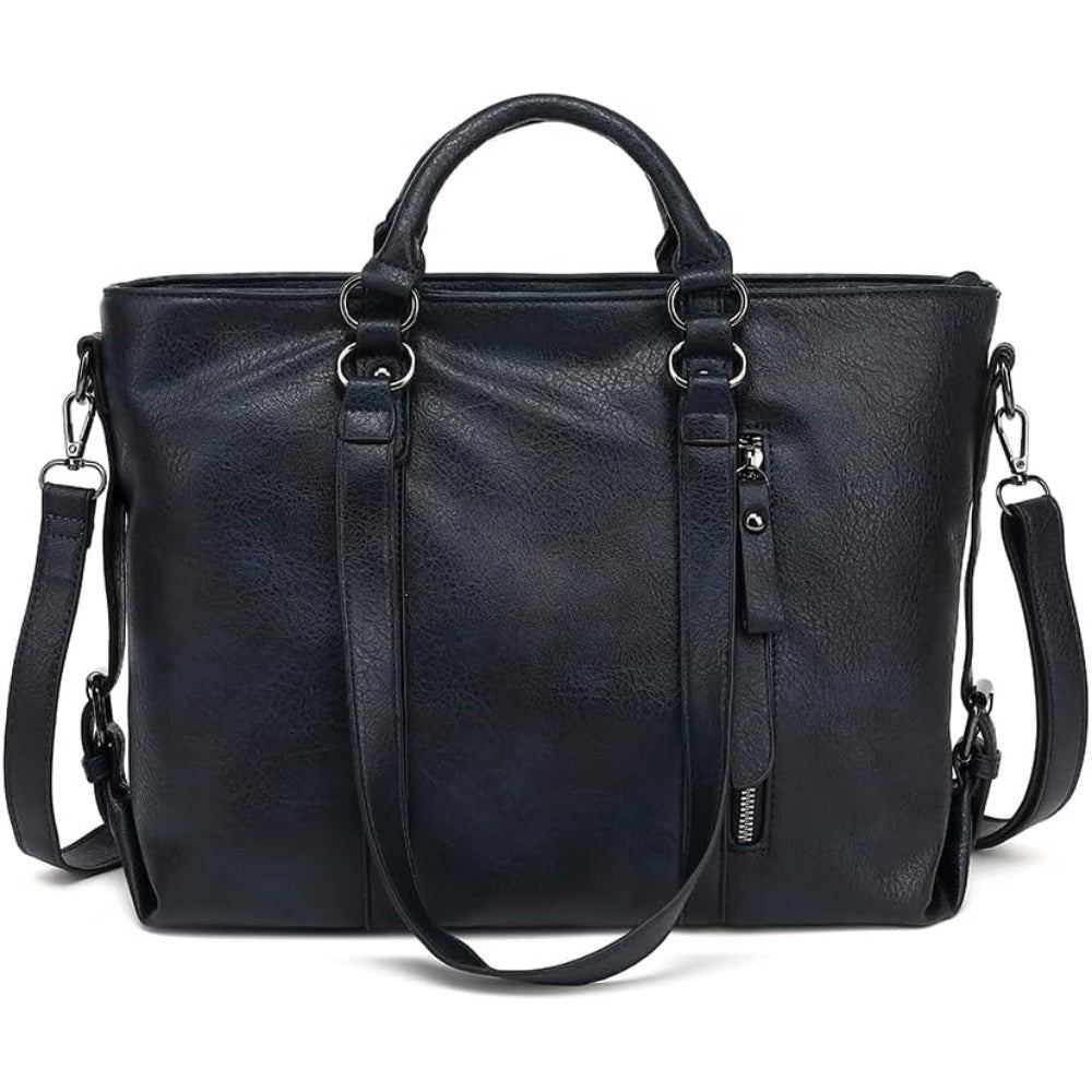 Vintage Tote Bag Vegan Faux Leather Top Handle Anti-Theft Crossbody Bag