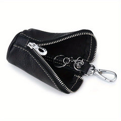 Cowhide Zipper Key Case Key Organizer Wallet Car Keychain Keyring