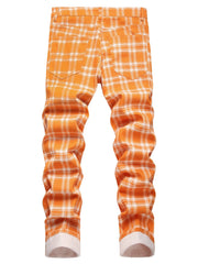 Men's Plaid Cotton Trousers Casual Pants