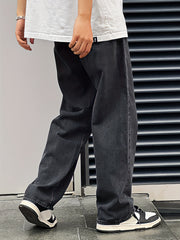 Men's Loose Fit Distressed Jeans Wide Leg Pants