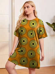 Dot Print Short Sleeve Sleep Dress