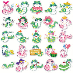 50pcs Kids Snake Cartoon Stickers Self Adhesive Decals for Desktops Party Favors