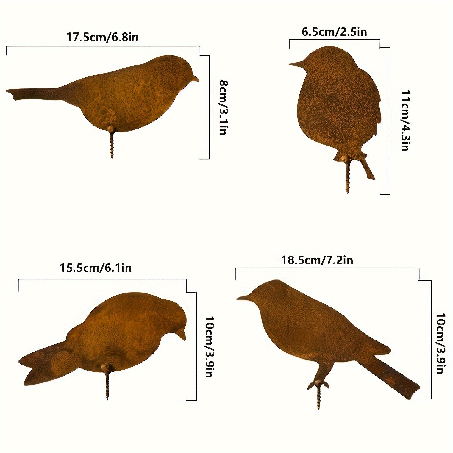 4pcs Garden Bird Silhouette Metal Craft Outdoor Yard Decoration