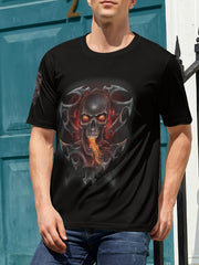 3D Skull Dragon Print Men's Graphic Crew Neck T-shirt