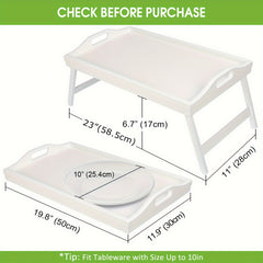 Wooden Bed Tray Table Folding Legs Serving Breakfast TV Laptop Snack Large