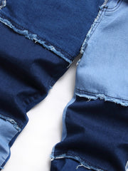 Men's Patchwork Jeans Hip Hop Straight Casual Pants