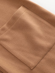 Casual Lapel Long Coat Solid Pocket Long Sleeve Loose Long Outerwear