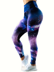 Galaxy Print High Waist Tummy Control Fitness Pants