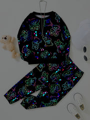 Toddler Boy's Bear Pattern Outfit 2pcs Sweatshirt & Sweatpants Set