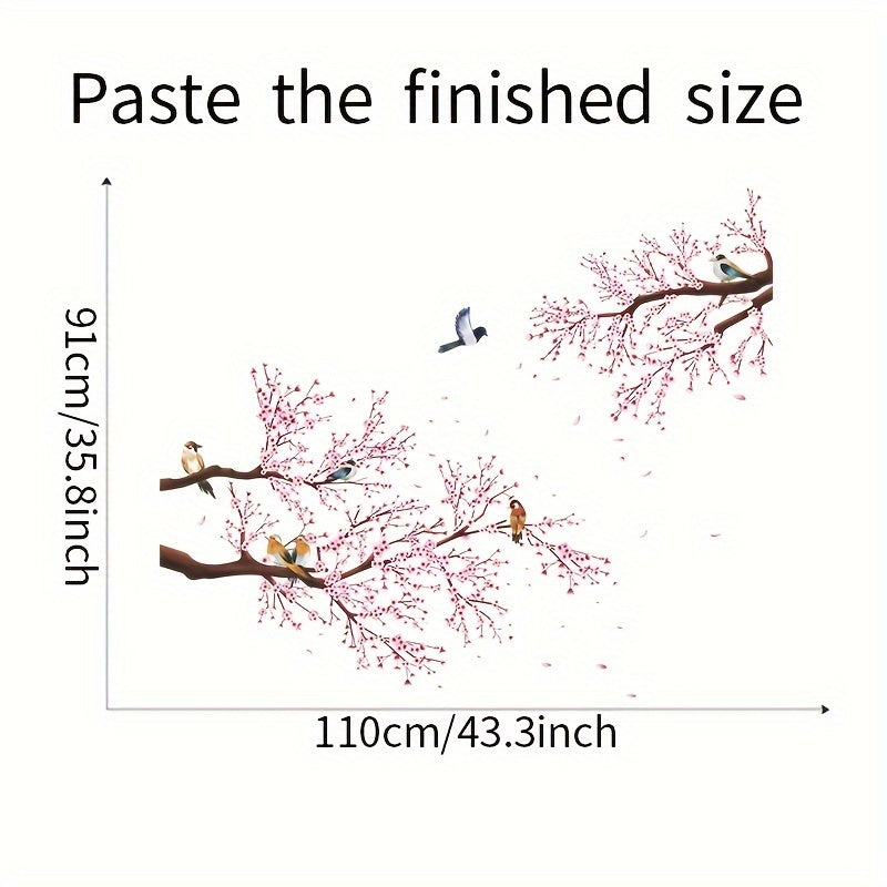 Chinese Plum Wall Stickers Tree Branch Bird Pvc Waterproof Self-Adhesive