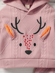 Christmas Baby Deer Hooded Sweatshirt & Pants Creamy