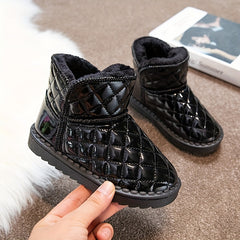 Girl's Solid Snow Boots Warm Fleece Cozy Non slip Ankle Boots