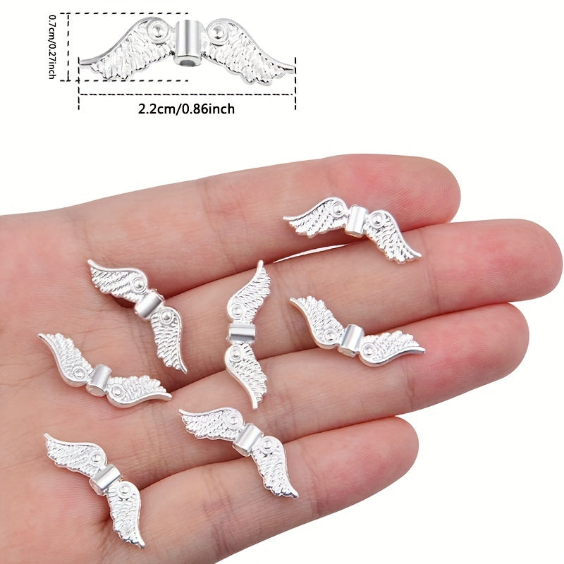 100pcs Angel Wing Spacer Bead Alloy Eyelet Wing Spacer Bead Jewelry Accessories