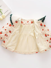 Winter Baby Girl Strawberry Graphic Thick Jacket Windproof Warm Toddler Coat