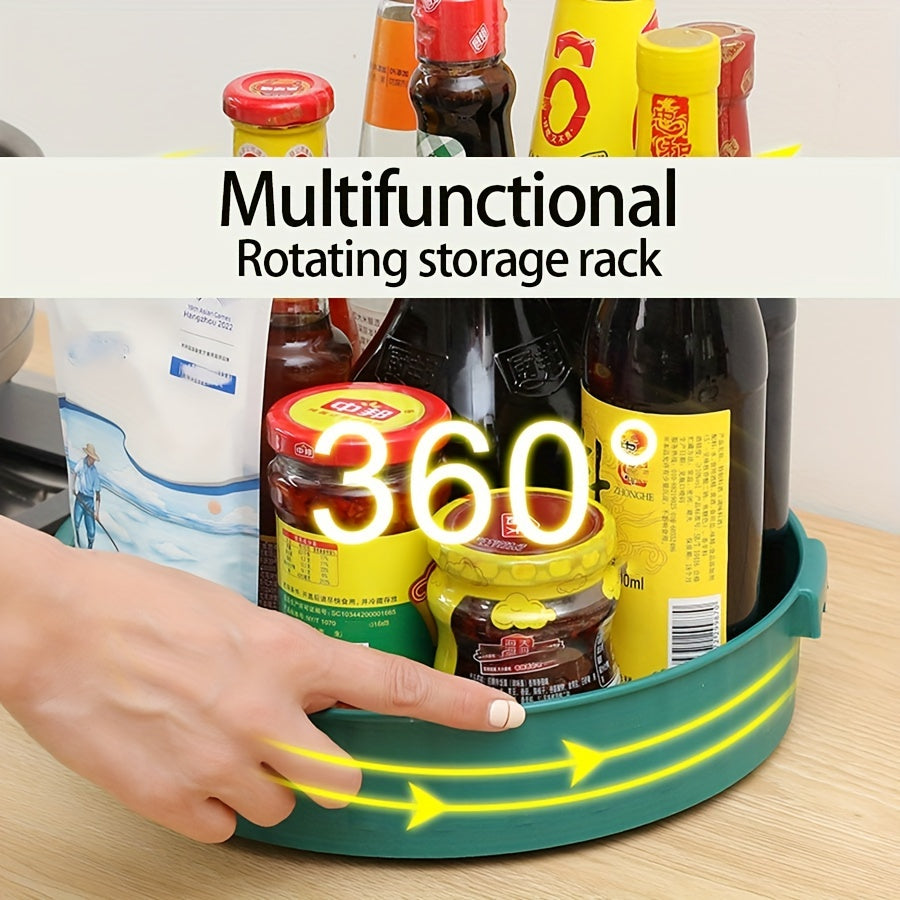 Rotating Kitchen Storage Rack for Tableware and Seasoning Bottles