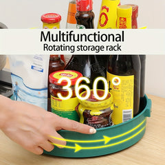 Rotating Kitchen Storage Rack for Tableware and Seasoning Bottles