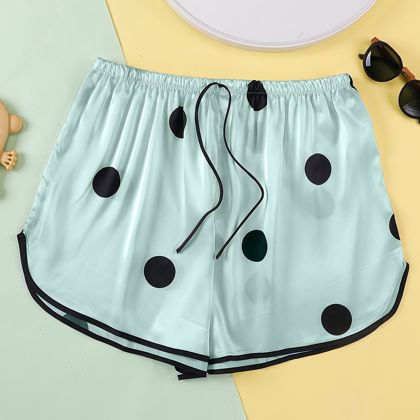 Women's Plus Polka Dot Print Elastic Comfort Home Wear Shorts