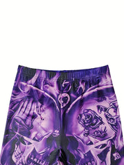 Skull Print Skinny Leggings Vintage Retro Stretchy Leggings