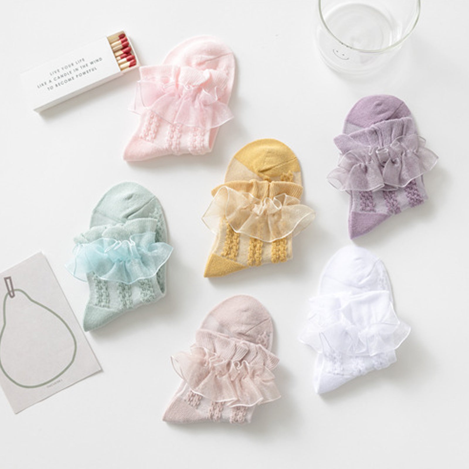 Girls Solid Lace Socks Set 6pairs
