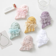 Girls Solid Lace Socks Set 6pairs
