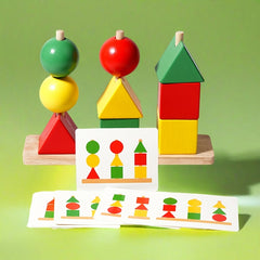 Colorful Wooden Geometric Shape Matching Set for Early Childhood